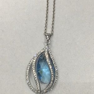 Swarovski blue teardrop necklace sterling silver